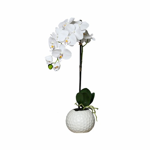 Искусственный вазон ZELENA Орхидея Фаленопсис кремовый в белом горшке В46