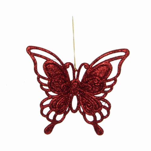 Ялинкова іграшка ZELENA Метелик блискучий червоний Д13