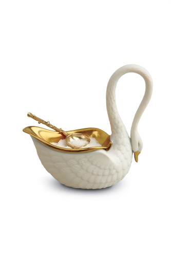 Сільничка L'Objet Swans з ложкою біла В9