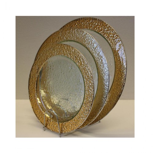 Стеклянная тарелка ZELENA декоративная прозрачно-золотая Д28