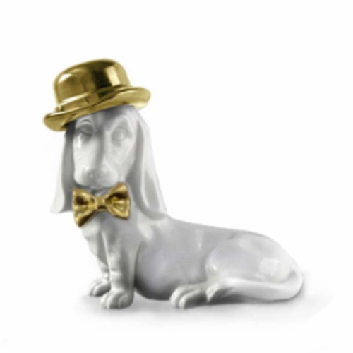 Фарфоровая статуэтка Villari Собака-джентльмен белая В16