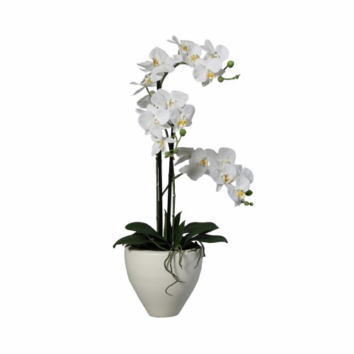 Искусственный вазон ZELENA Орхидея Фреш белая с 3-я ветками в горшке В70