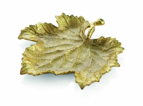 Блюдо для закусок Michael Aram New Leaves Grape leaf золотое 19х20х2