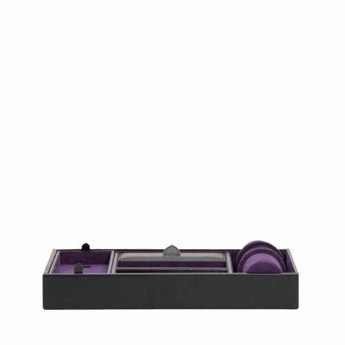 Шкатулка WOLF Blake для личных вещей с холдером для часов 36х19 черно-фиолетовая