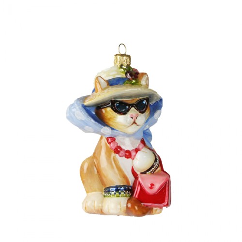 Ялинкова іграшка Komozja Кішечка у капелюсі В13