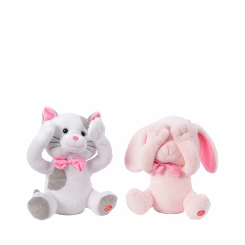 Мягкая игрушка ZELENA анимационный поющий Котенок и Кролик В25 а2