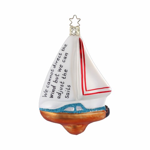 Ялинкова іграшка Inge Glas Море Яхта з побажанням В12