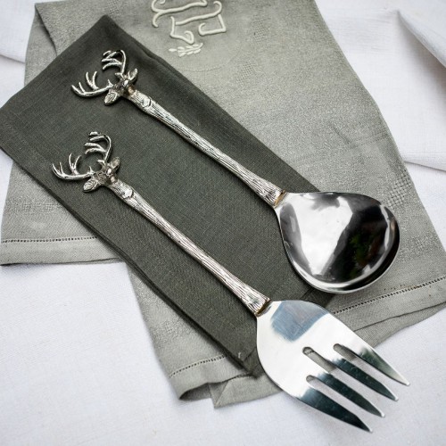 Ложка и вилка для салата Culinary Concepts Олень серебряные Д27
