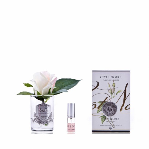 Аромадифузор Cote Noire Flower троянда біло-рожева в прозорій вазі 1 парфум