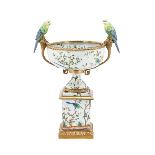 Чаша Abhika Atlantide на підставці Папуги зелено-блакитні В42