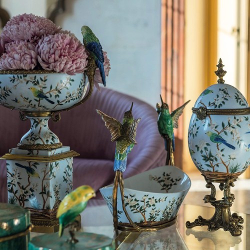 Чаша Abhika Atlantide на підставці Папуги зелено-блакитні В42