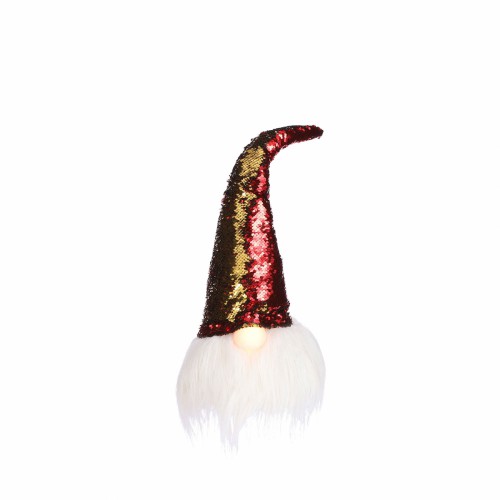 Новорічна статуетка ZELENA Гном у шапочці червоної LED В56