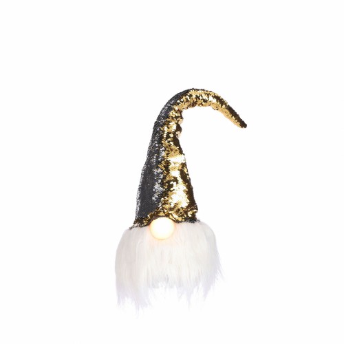 Новорічна статуетка ZELENA Гном у шапочці золотий LED В56
