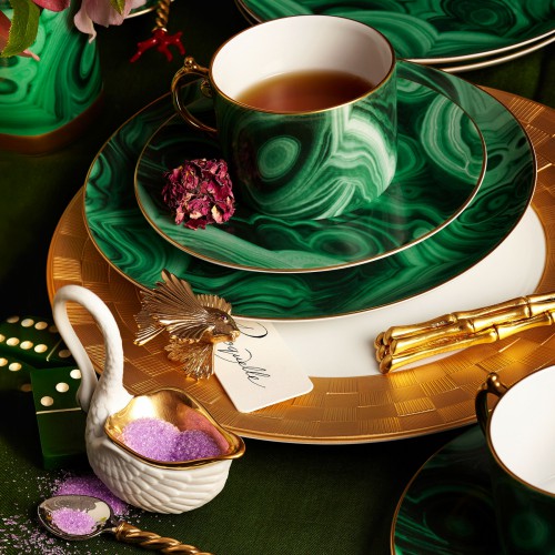 Набор чашек для чая с блюдцами L'Objet Malachite 2 персоны