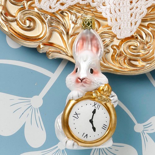 Ялинкова іграшка Inge Glas Кролик із годинником В12