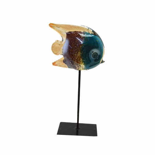 ZELENA Статуэтка стеклянная Рыбка на подставке В28