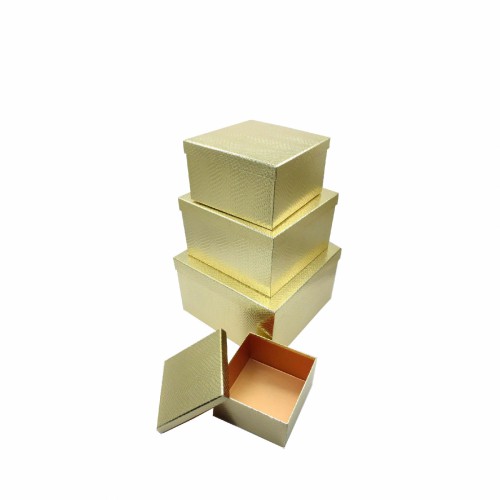 ZELENA Коробка подарункова Cube золота 18x18x11