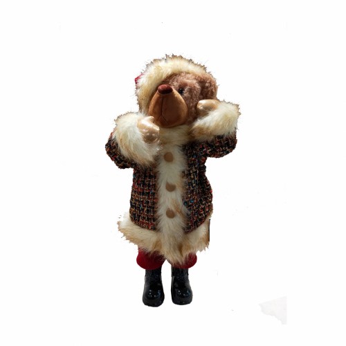 ZELENA Новогодняя мягкая игрушка Медвежонок в пальтишке В65