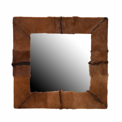 Зеркало ZELENA кожа коричневая 60х60