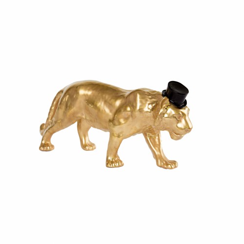 Фарфоровая статуэтка Villari Тигр Вильям в шляпе золотой Символ года