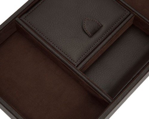 Шкатулка WOLF Blake для личных вещей с холдером для часов 32х19 черно-коричневая