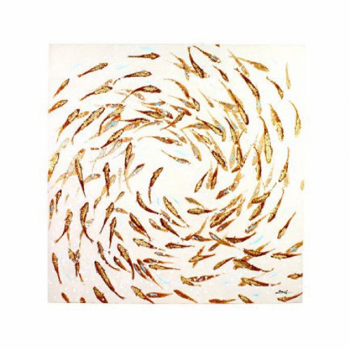 Настінне панно ZELENA Круговорот із золотих рибок 100х100