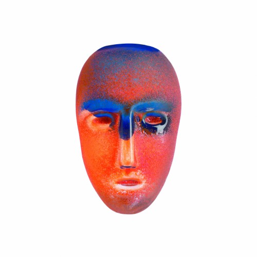Статуетка зі скла Kosta Boda Brains Цезар оранжево-синя 5х8