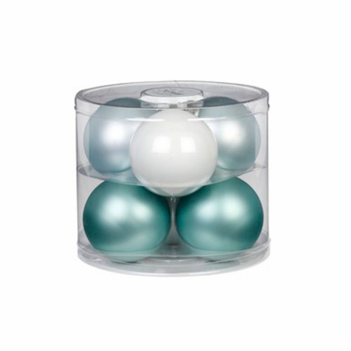 Новорічні кульки Inge Glas х6 Д10 білі бірюзові