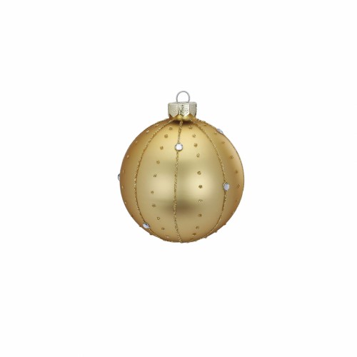 Новорічна кулька Inge Glas золота з кристалами Д8