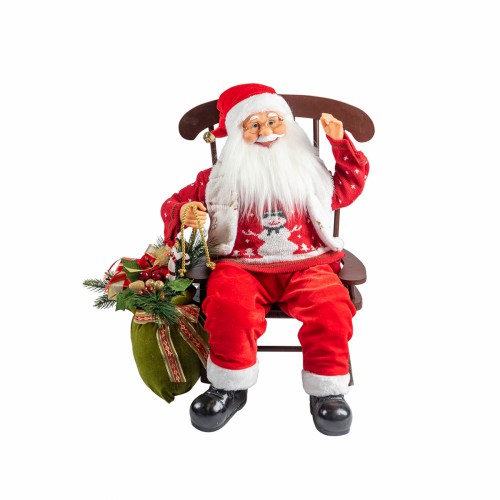 Новогодняя статуэтка ZELENA Санта в кресле-качалке LED В54