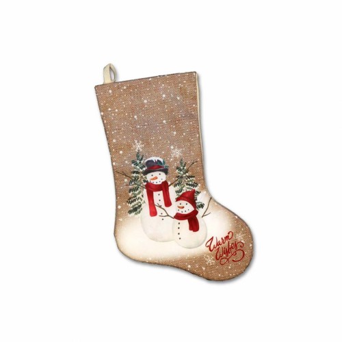 Новогодний носок Unique Living бежевый Снеговики Д47