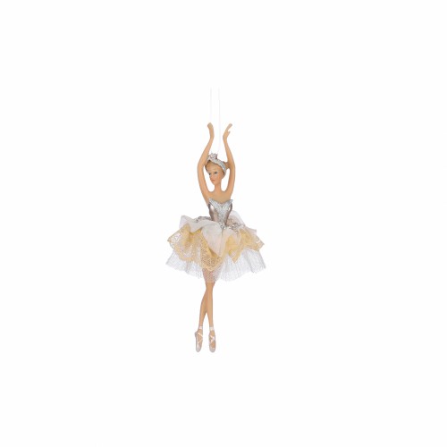 Елочная игрушка ZELENA Балерина серебряно-золотая Анна