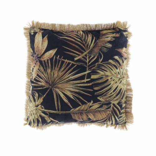 Декоративная подушка Unique Living Celia с листьями черная 45х45