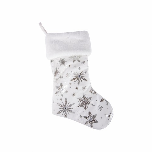 Новорічна шкарпетка ZELENA Сніжинки білий В51