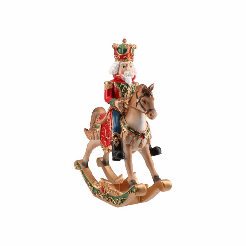 Новорічна статуетка ZELENA Лускунчик на коні-качалці В39