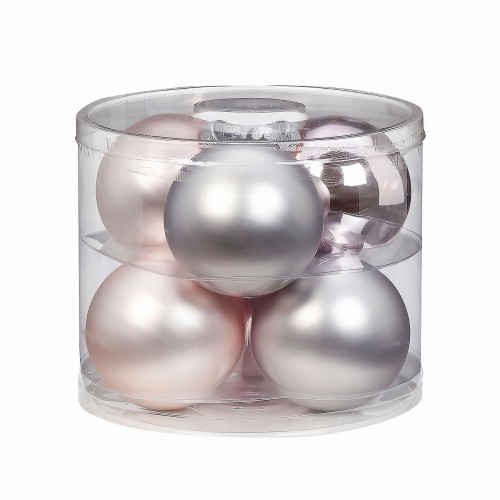 Новорічні кульки Inge Glas х6 Д10 срібні шампань сірі