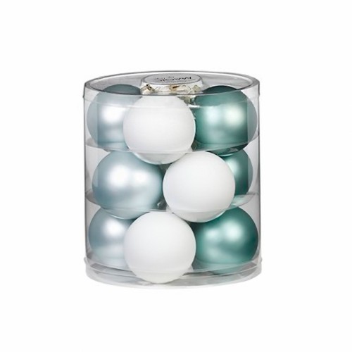 Новорічні кульки Inge Glas х12 Д8 бірюзові білі