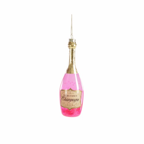 Елочная игрушка ZELENA Бутылка шампанского розовая