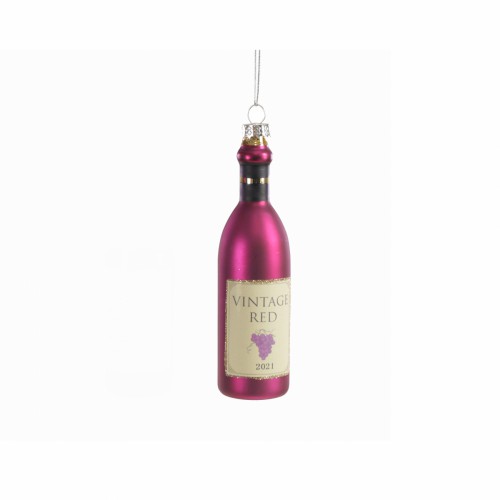 Елочная игрушка ZELENA Бутылка Вина бургунди розовая