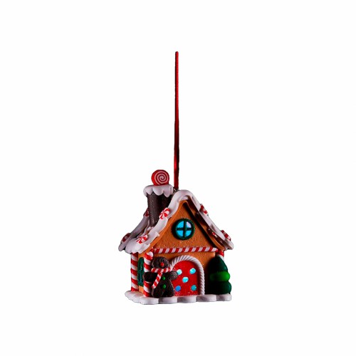 Елочная игрушка EDG Марципановый домик с красными дверями LED
