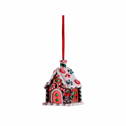 Елочная игрушка EDG Марципановый домик с персиковыми дверями LED