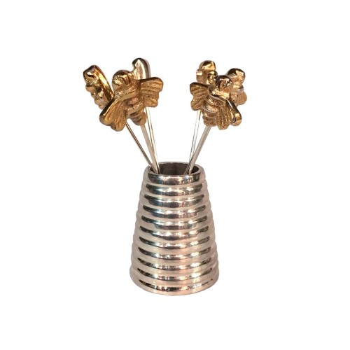 Шпажки металеві посріблені Culinary Concepts Бджола золота х6