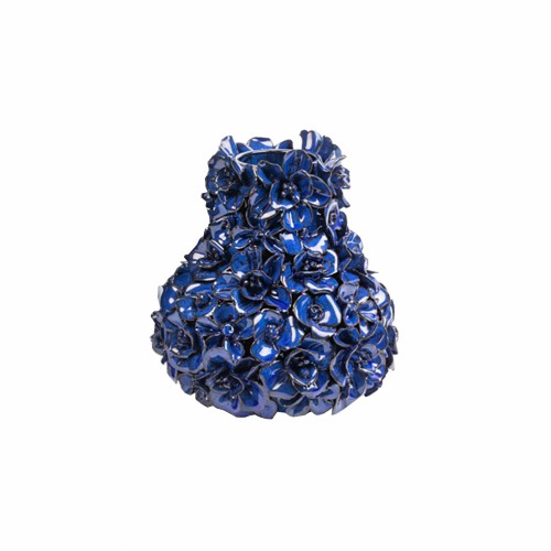 Ваза керамическая ZELENA Цветы синие В17