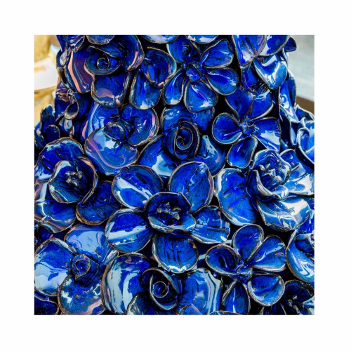 Ваза керамічна ZELENA Квіти сині В17