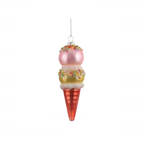 Елочная игрушка ZELENA Мороженое рожок красный Д6