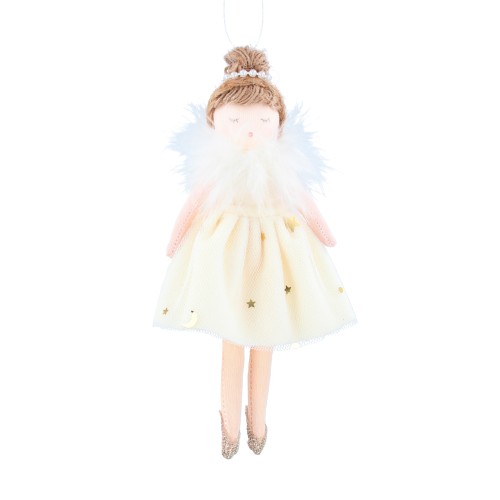 Ялинкова іграшка Gisela Graham Янголятко у сукні білій В16