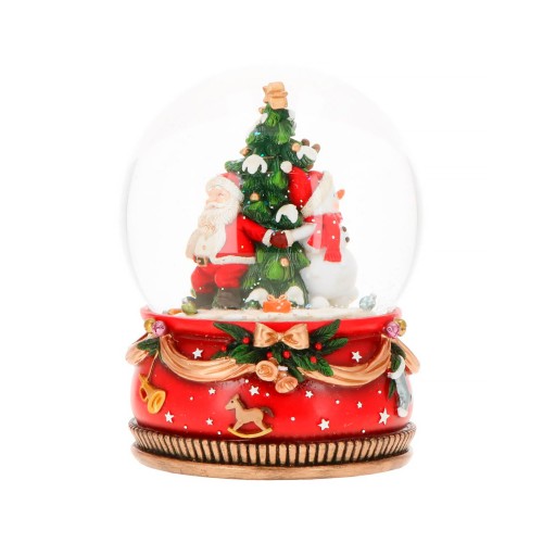 Снігова музична куля ZELENA Санта з ялинкою LED В21