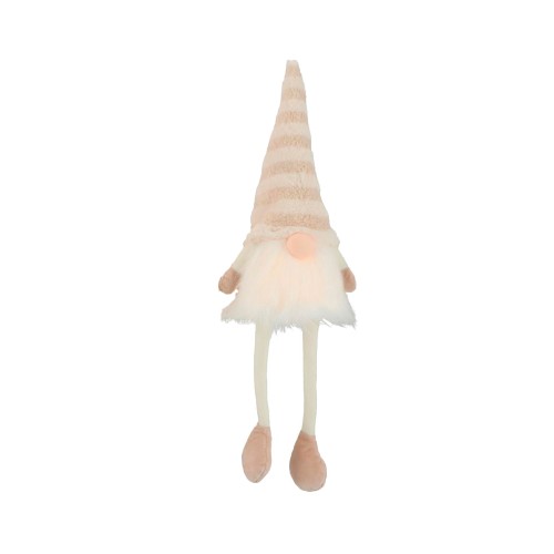 Новорічна статуетка ZELENA Гном в бежевій шапці LED В57