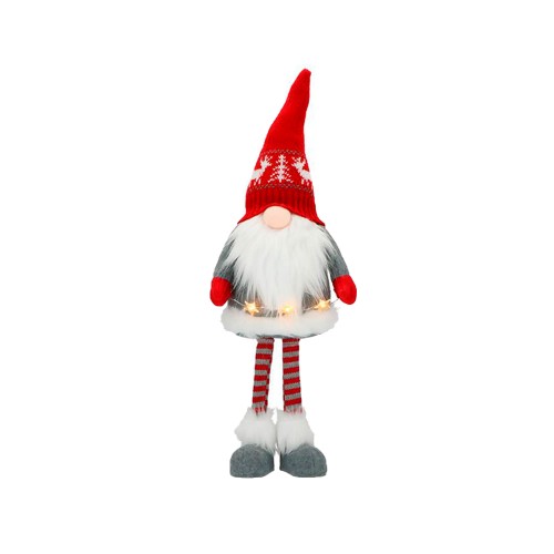 Новорічна статуетка ZELENA Гном у вязаній шапці з оленями LED В55