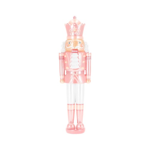 Новорічна статуетка ZELENA Лускунчик у рожевому LED В47